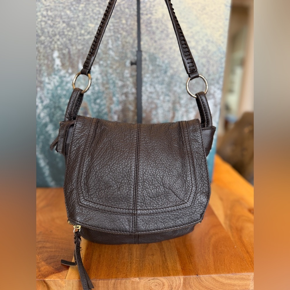 The Sak Brown Pebbled Leather Shoulder Bag